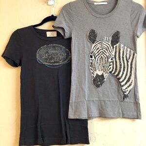 J Crew 100% Cotton Graphic Sequins T Shirt Bundle Size Small